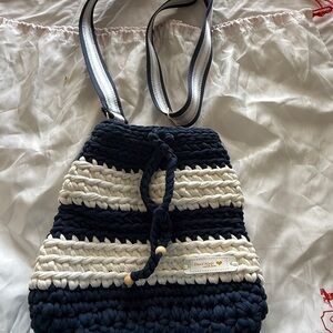 Handmade Navy and Cream Striped Women's Bag